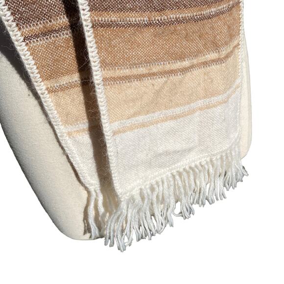 ALPACA CONNECTION Scarf Peru Alpaca Blend Fringe Neutral Western Tan Boho - Picture 11 of 13